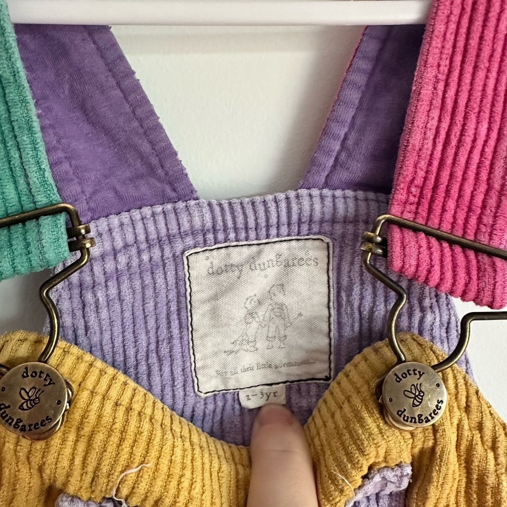 Patchwork Chunky Cord Dungarees – Bright Colors, Size 2-3Y SOLD OUT - Picture 5 of 11